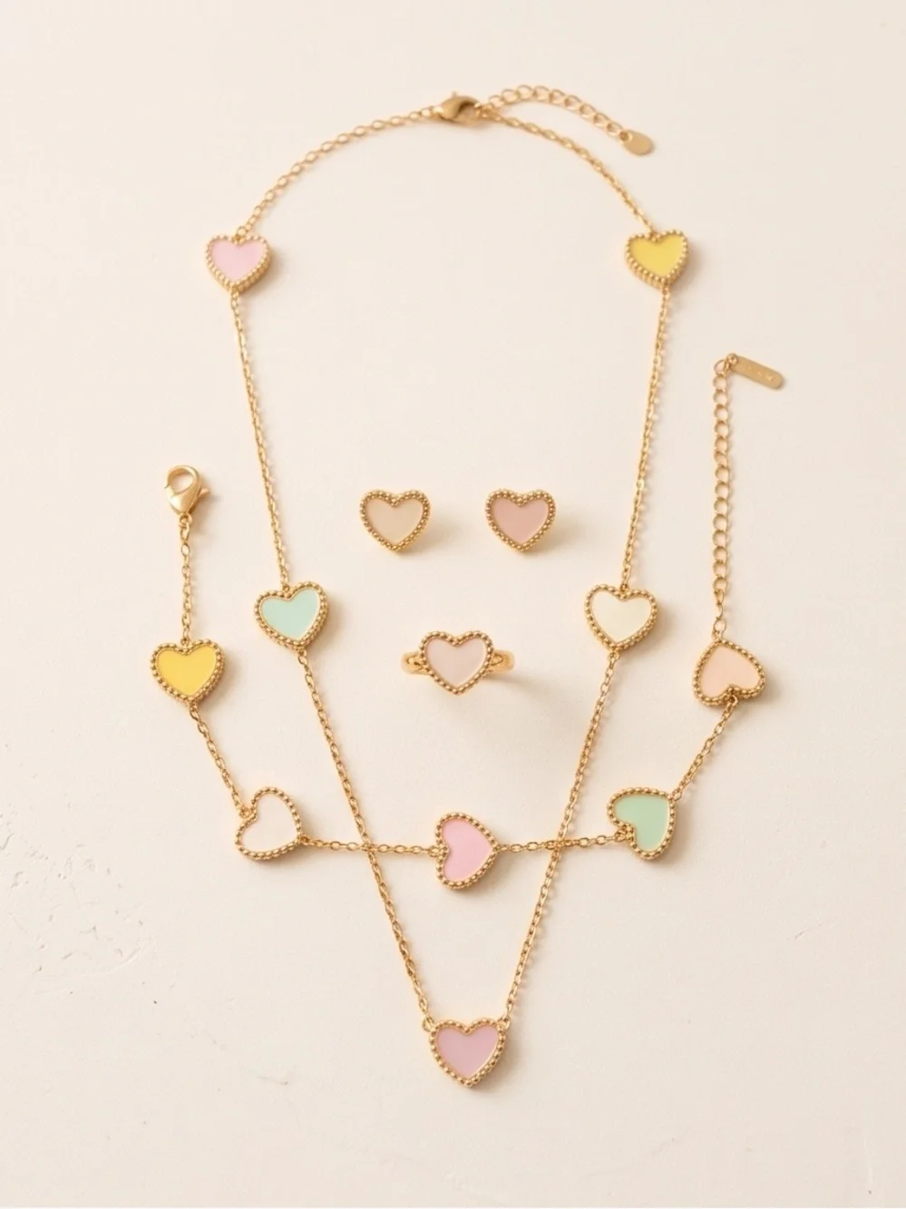Pastel Heart Jewelry Set for Girls / Tweens (Hypoallergenic & Tarnish Free)